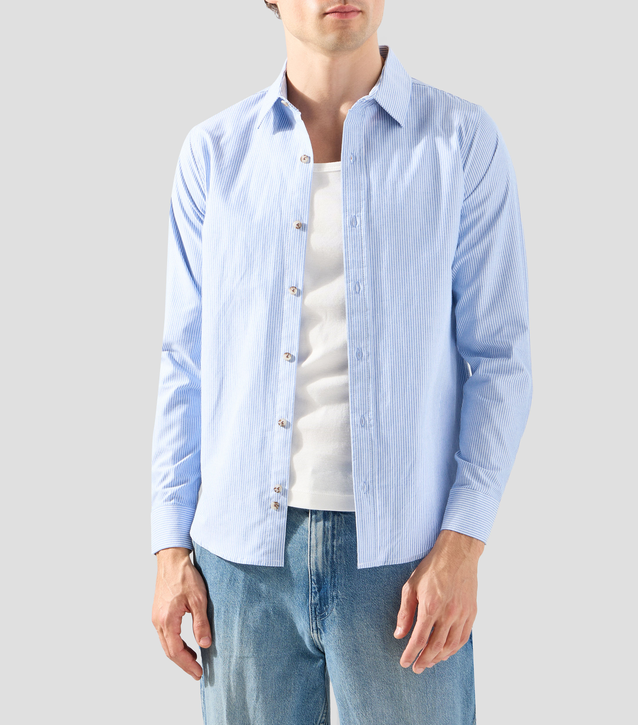 Camisa rayas manga larga Hombre